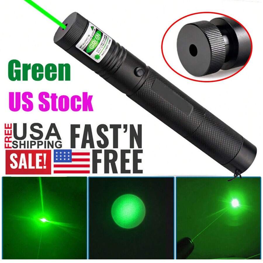 1 Case Black 900 Mile Assassin Green Laser Pointer 532nm Single Beam Light + Battery + Combination Lock + Battery Rechargeable Rotating Focusable Laser Pointer