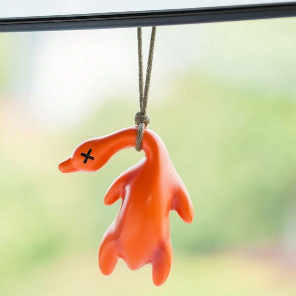 1 pieza Pato asado que cambia de color Colgante para coche /Colgante creativo de pato para espejo retrovisor /Decoración de coche para mascotas para mujeres Organizador de almacenamiento Artículos esenciales de viaje Regalo para volver a la escuela