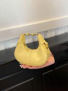 1pc Pu Zipper High-End Niche Mini Earphone Crescent Bag Simple And Fashionable Coin Purse, Korean Style, Casual And Comfortable Shoulder Straps, Smooth And Long Style, Suitable For Girls' Daily Shopping And Travel - Mini Handbag - View 10