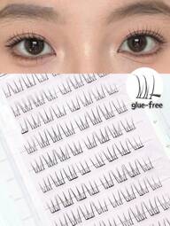 80개/팩 여성용 내추럴 C컬 인조 속눈썹, 재사용 가능한 속눈썹 익스텐션 래쉬 클러스터, 속눈썹 클러스터, 개별 속눈썹, 래쉬, 가짜 속눈썹