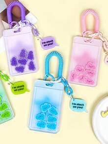 1pc Cute Rocking Shaker Transparent Card Holder, Various Creative Styles Student ID Badge Card Protector Case With Funny Latch - Multicolor - View 6