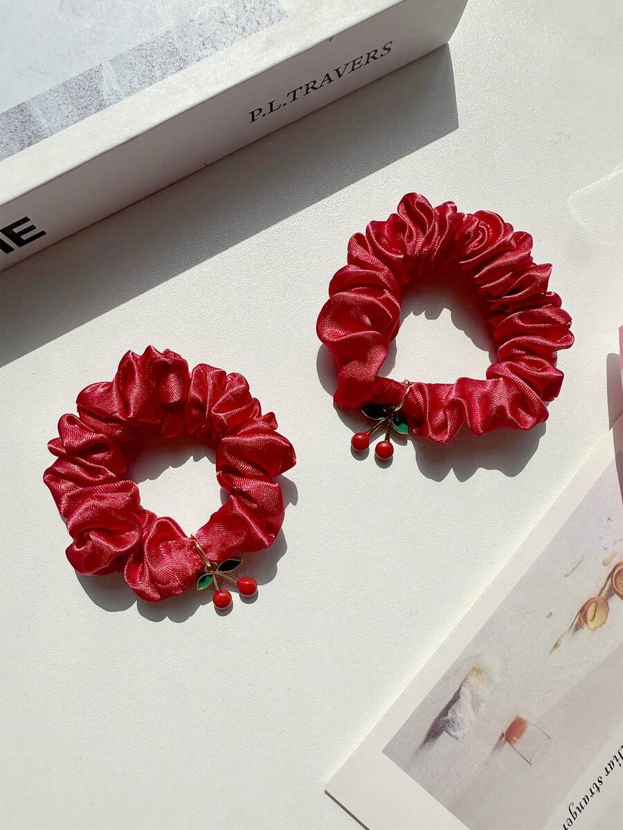 2 件套 Cherry 配饰 红色发圈