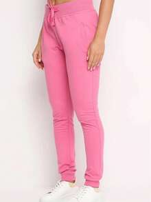 女士纯色抽绳腰休闲健身运动裤