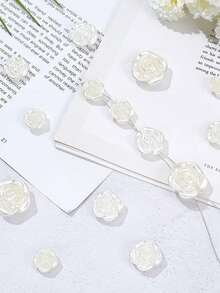 200/100 unidades de rosas de perla planas con agujero, DIY para clips de pelo, fundas de teléfono, scrapbooking, pendientes, collares, pulseras, joyería, manualidades, decoraciones, decoración de flores de té para suministros de boda