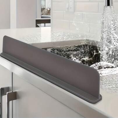 1pc Silicone Sink Splash Guard With Suction Cups, For Both Kitchen And Restaurant Sinks, Take Effect To Place On The Backside Of The Sink