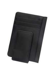1pc Personalized Leather Magnetic Money Clip Wallet, Credit Card Holder, Minimalist Men's Wallet With RFID Blocking, ID Window (Brown) - Multicolor - View 8