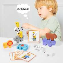 Wooden Large Animal Sorting And Stacking Block Game Toy, Balance Building Game, Animal Recognition With 10 Advanced Challenge Cards, Suitable For Girls And Boys Aged 1, 2, 3 Years Old, Kindergarten Educational Toy, Youngsters's Festival Birthday Gift