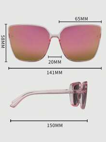 1pair Women's Transparent Pink Square PC Frame Mirrored Lens Fashionable Everyday/Travel Fashion Glasses For Summer Beach Vacation,Outdoor,Travel