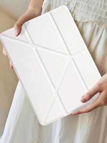 1pc Transparent Acrylic Y-Fold Flat Protective Case, White Color. Y-Fold Stand, Built-In Pen Slot, High Transparency Acrylic Back Cover Anti-Scratch Anti-Bend, Magnetic Sleep/Wake, Minimalist/Casual/Classic/Business IPad Flip Cover With Pen Slot, Compatible With IPad Mini 6/Mini 7/Air 1/Air 2/9.7/10.2/10.5/Air 4/Air 5/10th/10.9/Pro 11-Inch/Pro 12.9-Inch/Air 11-Inch (M2)-2024/Air 13-Inch (M2)-2024/Pro 11-Inch (M4)-2024/Pro 13-Inch (M4)