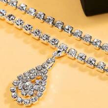 1pc Two-Layer Water Drop Rhinestone Waist Chain, Sexy Unique Water Drop Pendant Waist Chain Body Jewelry - Silver - View 3