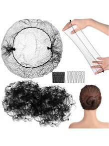 Set de 60 de plase elastice invizibile pentru păr și agrafe, pentru cocuri, balerini, accesorii pentru păr