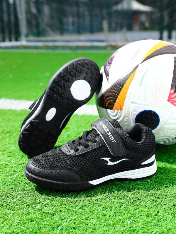 Children's Football/Soccer Shoes - Lightweight, Mesh, Breathable, Hook And Loop Closure, No Laces, Student Football/Soccer Shoes, TF Studs, Suitable For Artificial Turf & Soil Fields, Rubber Outsole, Wear-Resistant, Football/Soccer Training Shoes, Suitable For Children Under 12 Years Old