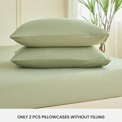 2 件/套牛油果绿色优质拉绒超细纤维信封枕套套装，柔软透气枕套，无填充豪华，超柔软透气，无填充物，可机洗，送给朋友和旅行的好礼物 带信封封口的冷却枕套，豪华床枕套，超柔软酒店枕头保护套，适合标准大号床特大号床双人床背部学校宿舍床上用品