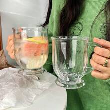 1 pieza Vaso de vidrio de gran capacidad de 480/650ML, estilo retro, ideal para jugo, café, leche - perfecto para el té de la tarde, regalos festivos, lavar a mano