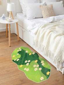 1 件优质天鹅绒仿羊皮花卉地毯，柔软易打理的苔藓花地毯，适用于客厅、沙发、卧室、家居装饰、节日装饰 - 綠色 - 查看 12