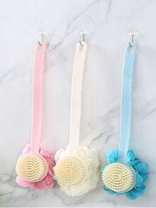 1 件双面长柄软毛丝瓜络去角质沐浴刷，二合一沐浴按摩器 - 彩色 - 查看 4