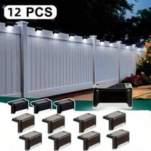 12/24 Pieces Solar Fence Lights - Outdoor Deck & Ladder Lighting With Warm White Glow, Easy To Install, Suitable For Garden, Patio, Patio & Passage, Patio Decorative Lights IP55