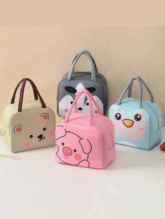 1 borsa termica per il pranzo, unisex, con stampa a cartoni animati, a prova di perdite, isolata, morbida e spaziosa - adatta per ufficio, scuola, picnic, spiaggia, come organizer per insegnanti, borsa porta pranzo per donne, borsa per forniture scolastiche