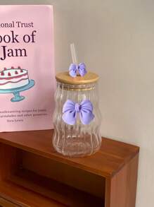 500ml(16.91oz) Butterfly Princess Series Glass Straw Cup - Ideal Gift For Holidays And Birthdays, For Coffee Or Bubble Tea Back To School