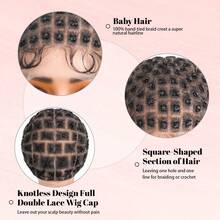 Triangle Shape Braided Wig Caps With Baby Hair Double Full Lace Wig Cap For Making Wigs, Breathable Lace Wigs Caps, Glueless Hair Net Liner Crotchet Wig Caps Comes With Nylon Mesh And Weaving Tools - Small Square - View 3