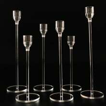 3/6/18/24pcs Acrylic Candle Holders Centerpieces, Wedding Decor, Restaurant, Halloween, Christmas Candlestick Set