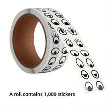 1pc Black & White Eye Stickers Roll - Self-Adhesive Labels For DIY Crafts, Handmade Projects, And Home Easter Decorations - Multicolor - View 16