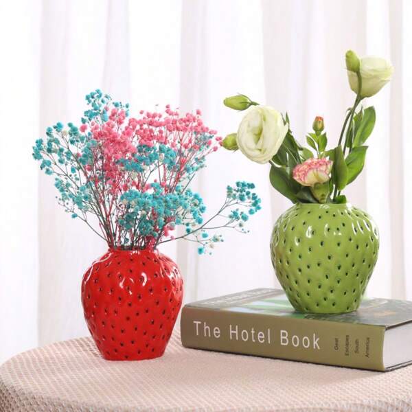 Handmade Elegant Raspberry Resin Vase, Nordic Style, Suitable For Living Room, Desktop And Floral Decoration - Ideal Home Decor, Suitable For Parties, Holidays, Study, Balcony, Garden Flowers, Dried Flower Decorative Gift
