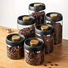 Contenitori per la conservazione, contenitori in vetro a tenuta d'aria con coperchio ermetico per la conservazione a prova di umidità di chicchi di caffè, polvere di caffè, tè sfuso, noci e cereali, organizer e conservazione da cucina, utensili da cucina