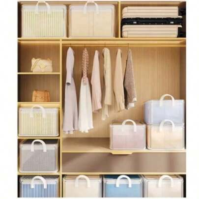 KIT 1/ 2  pcs cesto organizador roupa cobertor casacos armário 30x24x17cm Dobrável Com Estrutura De Aço