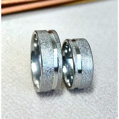 Aliança De Compromisso namoro Par De Anel Diamantada Feminino e Masculino Inoxidável Moderno Luxuoso