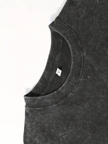 BOTANICBEAT 1pc Men'S Whale Shark Graphic T-Shirt - Heavyweight 220gsm Washed Cotton Tee, Relaxed Fit Drop Shoulder Shirt For Beach, Casual Outfits & Everyday Streetwear - Soft Breathable Summer Top, Beach T Shirt, Retro Street Style, Comfortable Fabric, Short Sleeve Tee, Young Adults Mens Clothes Summer Clothes - 黑色 - 查看 2