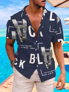 2025 3D Print Short Sleeve Shirt - Casual & Breathable Polyester, Machine Washable, Collared Design For Men - Multicolor - View 3