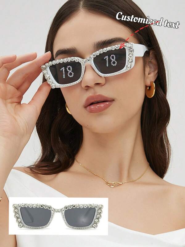 Gafas decoradas digitalmente personalizadas, gafas con rhinestones, gafas con perlas, gafas de moda de varios colores, con sombreado, decorativas, adecuadas para novia, dama de honor, boda, despedida de soltera, cumpleaños, decoraciones de fiesta, regalo del Día de la Madre