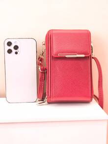 MINGYOU Women's PU Leather Crossbody Bag, Fashion & Young, Multi-Zipper, Multi-Functional Large Capacity Phone Wallet - Red - View 7