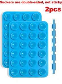 1 pieza/2 piezas Soporte para teléfono con ventosa de silicona doble cara, forma cuadrada, 14 opciones de color, soporte móvil, portátil y móvil