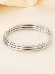 18K Gold Plated Stainless Steel Women's Bracelet, Fashionable Lightweight Minimalist Basic Bracelet, Waterproof Jewelry - Gold - View 4