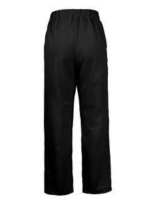 女士纯色口袋休闲裤，百搭简约 - 黑色 - 查看 3