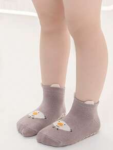 6 双棉质可爱 3D 卡通低帮防滑婴儿船袜，幼儿男童女童耳朵图案袜子 - 彩色 - 查看 5