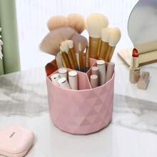 Rotatable Makeup Brush Holder Storage Bin, Vanity Organizer For Eyebrow Pencils, Lipsticks, Pen Cup Round Shape For Desk, Student Dormitory