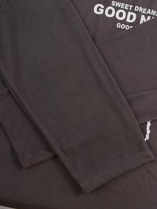 Pimavera y Verano Conjuntos de Descanso para Mujeres Ropa de Dormir para Mujeres,Incluye una camiseta de manga corta, un pantalón corto, un pantalón largo y un par de sandalias - Gris - Ver 9