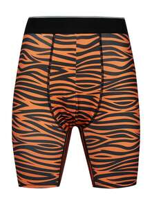 Men's Fashion Zebra Print Boxer Briefs - Orange - View 1