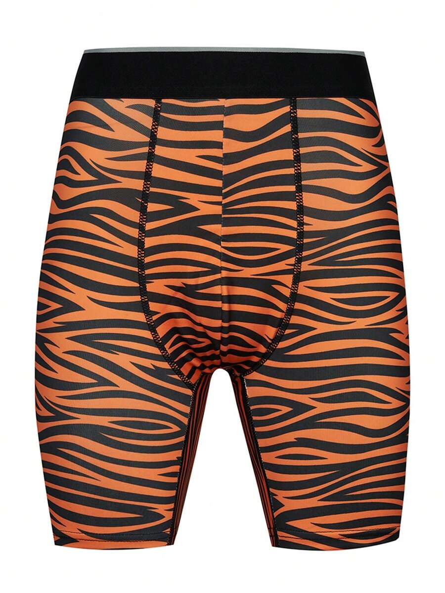 Men's Fashion Zebra Print Boxer Briefs - Orange - View 1
