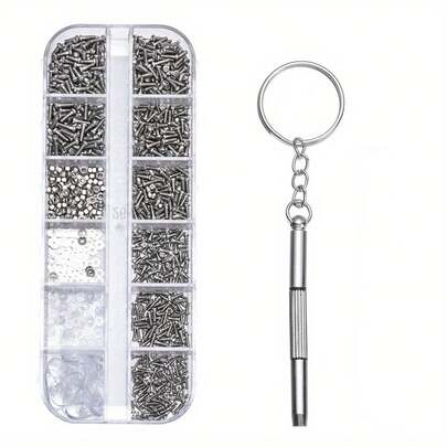 120/600/1200件/套眼镜修理工具套装微型螺丝和5对鼻托不锈钢套装带微型螺丝刀镊子适用于眼镜太阳镜手表修理