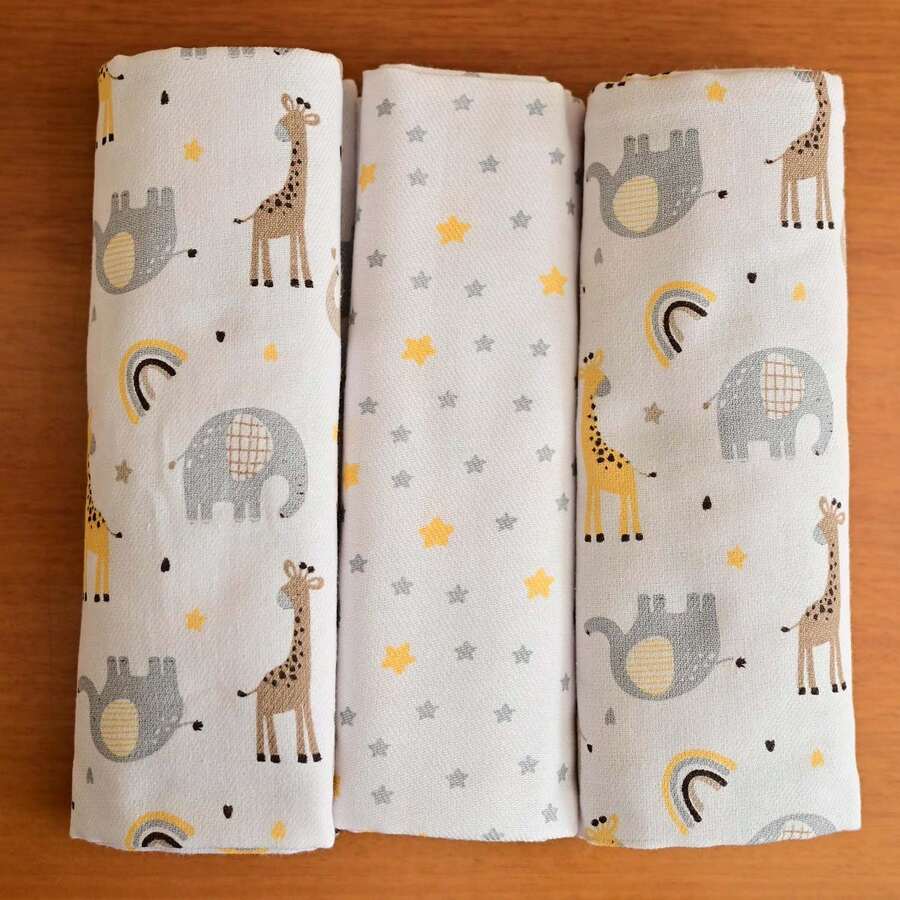 Bublim Petit Flannel Blanket Kit 3 Units Giraffe Panda Bear Rainbow Incomfral 50x80cm - 米色 - 查看 1