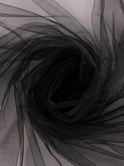 1pc Black Sheer Tulle Fabric, 100% Polyester, Suitable For Party Decoration, Ballet Tutus, Table Skirts, Crafts, DIY Ribbons