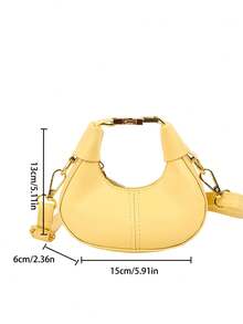 1pc Pu Zipper High-End Niche Mini Earphone Crescent Bag Simple And Fashionable Coin Purse, Korean Style, Casual And Comfortable Shoulder Straps, Smooth And Long Style, Suitable For Girls' Daily Shopping And Travel - Mini Handbag - View 9