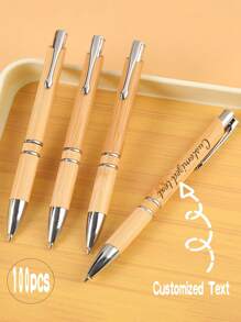 Customizable Ballpoint Pen, Bamboo & Metal Pen, Creative Logo Gift, Suitable For Office, Back To School, Wedding, Holiday Gifts For Parents, Colleagues, Friends