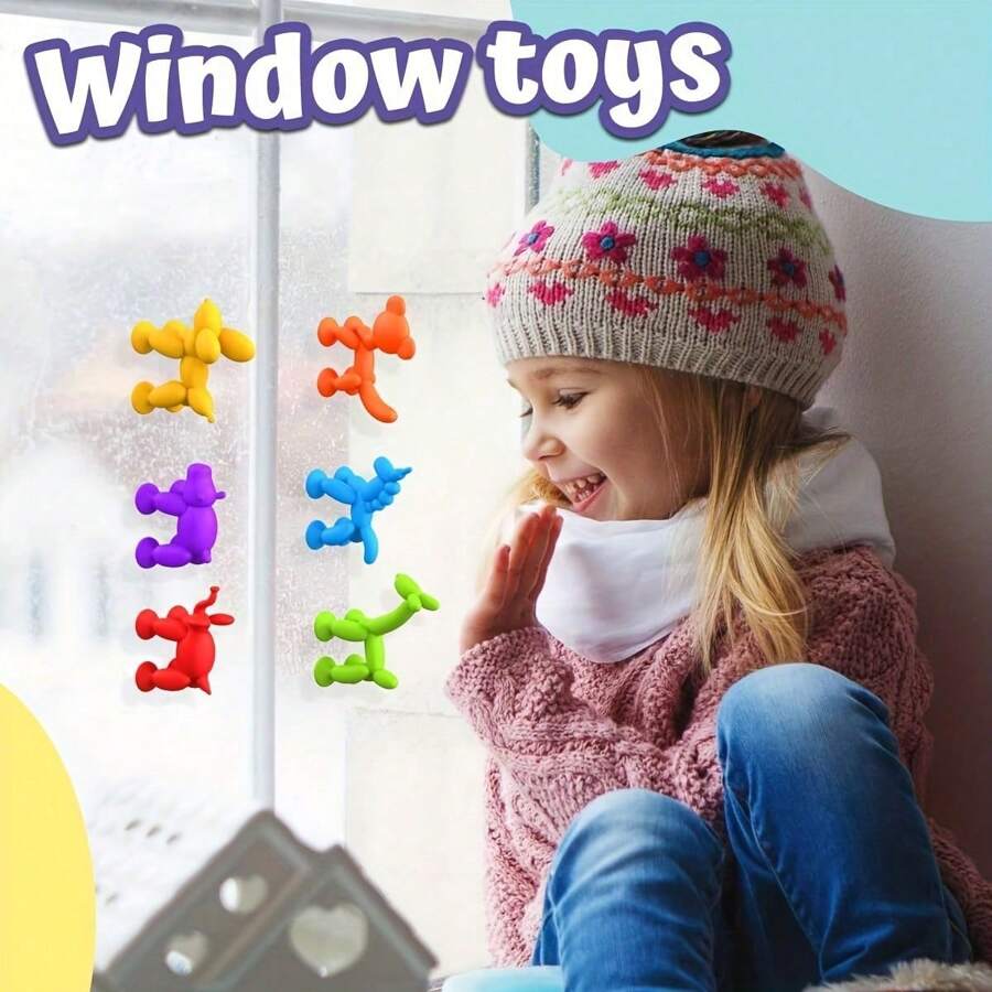 Interactive Silicone Suction Cup Animal Toys For Kids Sensory Play & Travel-Friendly - Ideal For Birthday - Assorted Colors