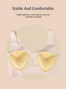 1 Pair Of Plus Size Double Sided Self-Adhesive Bra Pads, Chest Pads Adhesive Pads, Reusable Padding Pads, Bra Bikini Invisible Thickened Chest Pads Waterproof For Swimming - Multicolor - View 9