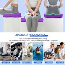 Thicken 19.7in Seat Cushion, Gel Seat Cushion For Long Sitting–Office Chair, Wheelchair, Car Pad, Large Cooling Support Pad For Back Pain, Sciatica, Tailbone Pain Relief - màu đen - Xem 6